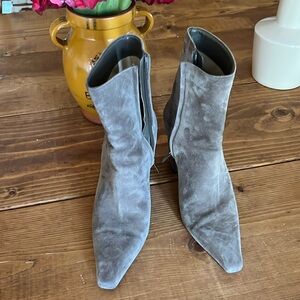 Nice pair of Jimmy Choo suede boots. They are a brownish gray size 38.